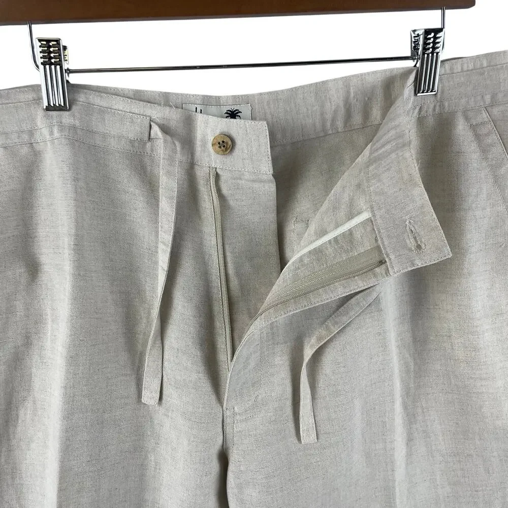 Havana Shirt Co Mens Drawstring Linen Beach Pants SZ XL 40/42 Natural Beige